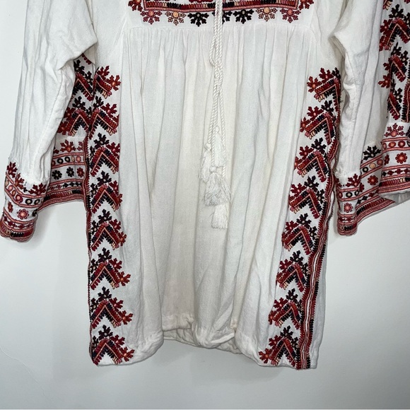 Free People Starlight Embroidered Boho Mini Dress S Tunic Ivory - Picture 7 of 15